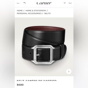 Cartier - BELT, SANTOS DE CARTIER

Black Leather Belt with Silver Buckle